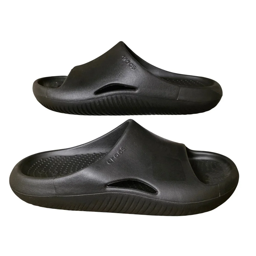Crocs Mellow Recovery Slides Black Mens 9 Womens 11 Slip On Comfort Sandals